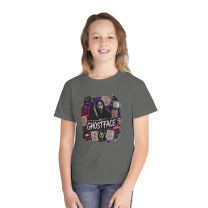Youth Ghostface Graphic Tee – Scary Movie Horror Mask Design