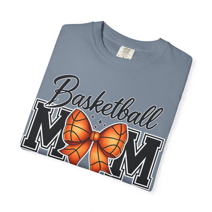 Basketball Mom T-Shirt — 'Basketball MOM' with Bow & Checkered Accent