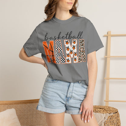 Basketball Mama T-Shirt — Leopard & Orange Pattern Mom Tee