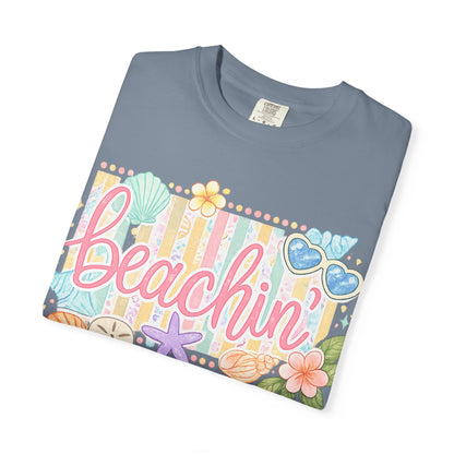Beachin' T-Shirt — Tropical Summer Graphic Tee with Seashells & Sunglasses