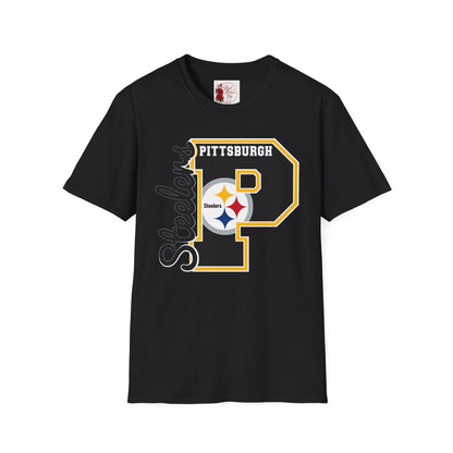 Pittsburgh Steelers P Letter T-Shirt – Retro Team Logo Tee