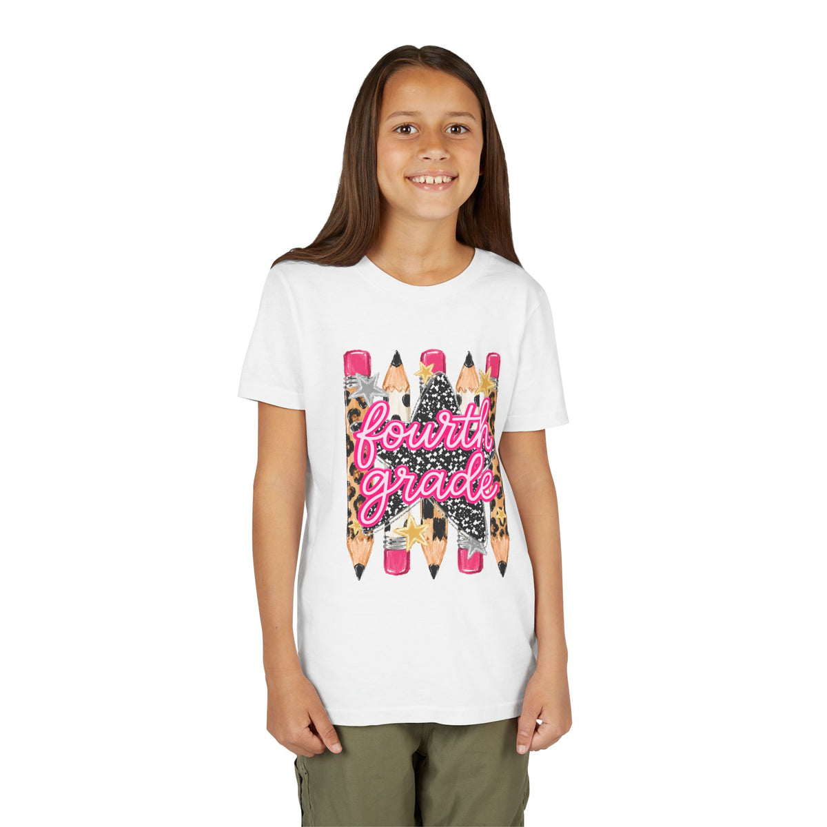 Fourth Grade Leopard Pencil Youth Tee