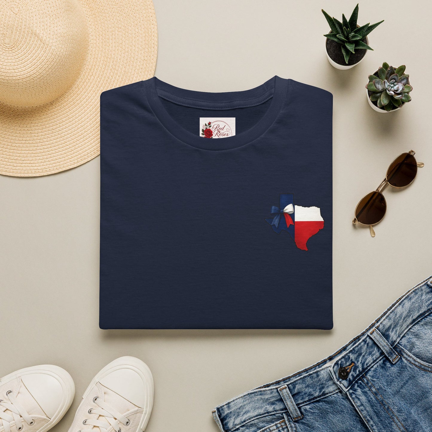 Texas Flag Outline T‑Shirt — Small Texas Map with Lone Star