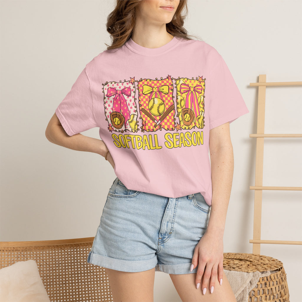 Softball Season T-Shirt — Cute Bow & Ball Graphic Tee