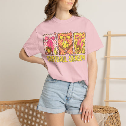 Softball Season T-Shirt — Cute Bow & Ball Graphic Tee