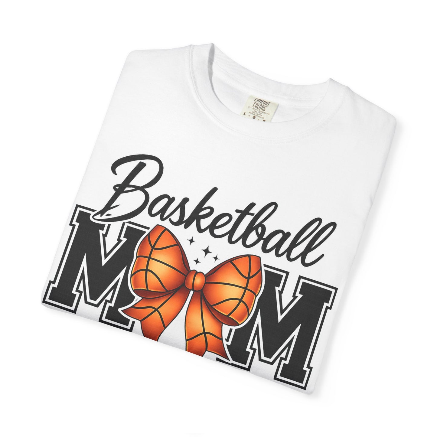 Basketball Mom T-Shirt — 'Basketball MOM' with Bow & Checkered Accent