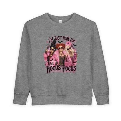 Toddler Sweatshirt — "I'm Just Here for the Hocus Pocus" Halloween Kids Pullover