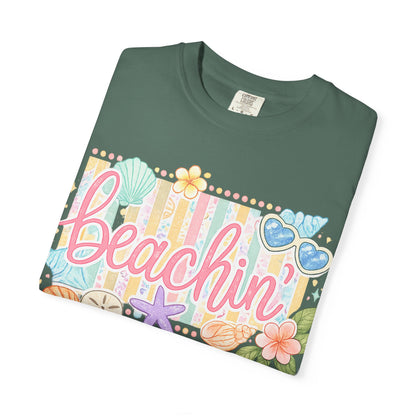 Beachin' T-Shirt — Tropical Summer Graphic Tee with Seashells & Sunglasses