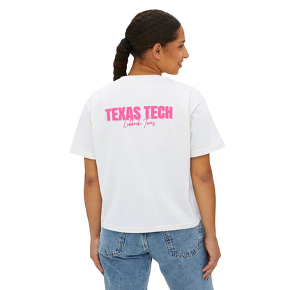 Texas Tech Lubbock Pink State Map Women's Boxy Tee