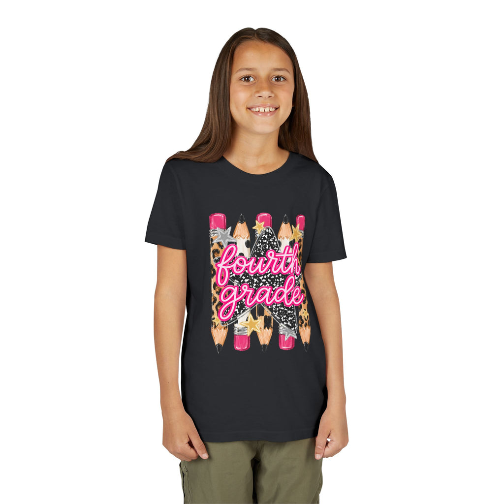 Fourth Grade Leopard Pencil Youth Tee