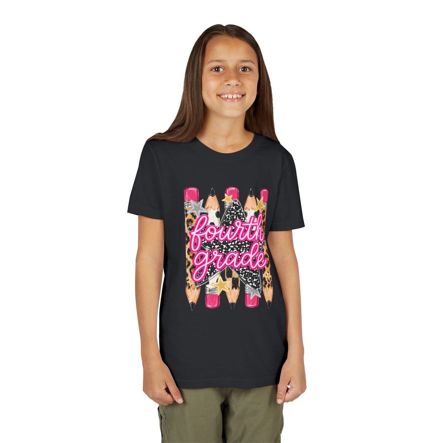 Fourth Grade Leopard Pencil Youth Tee