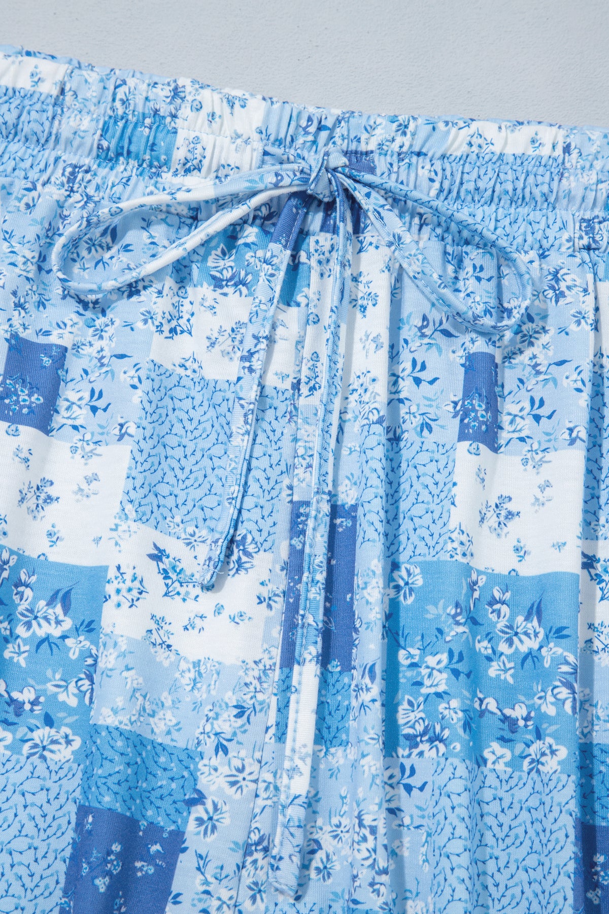 Blue Floral Patchwork Plus Size Set