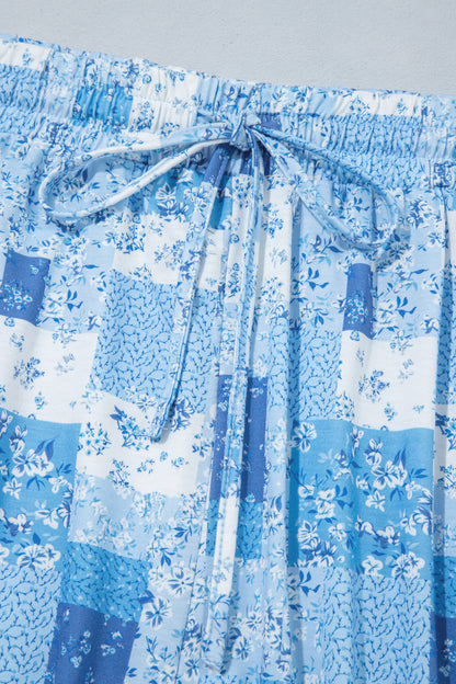 Blue Floral Patchwork Plus Size Set