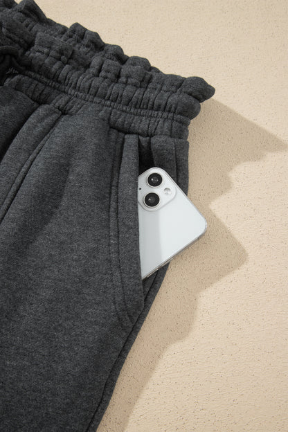 Carbon Grey Solid Colorblock Jogger Pants Set