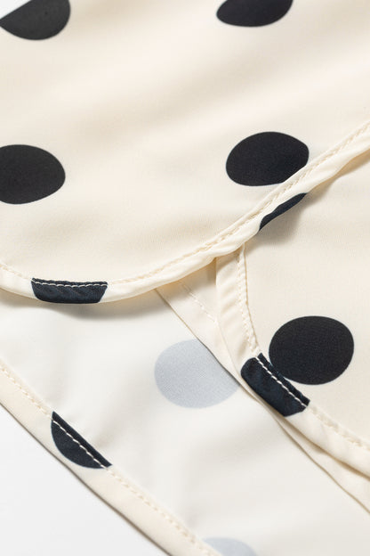 Sky Blue Polka Dot Print Shirred High Waist Casual Shorts