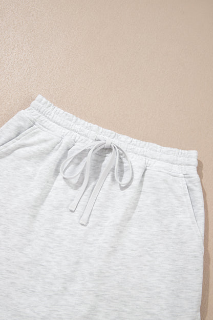 Light Grey Long Sleeve Zip-Up Top Elastic Waist Skort Set