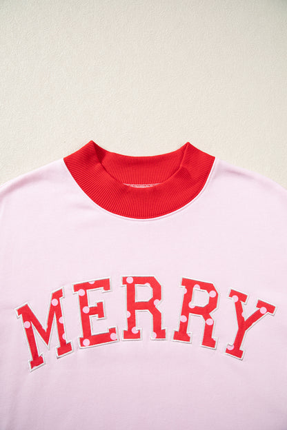 Grapefruit Orange Polka Dot Letter Graphic Colorblock Tunic Sweatshirt