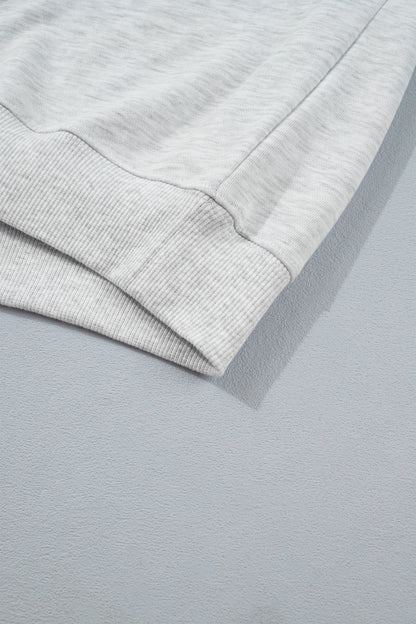 Light Grey Game Day Letter Embroidery Long Sleeve Round Neck Sweatshirt