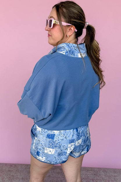 Blue Floral Patchwork Plus Size Set