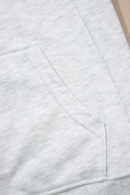 Light Grey Long Sleeve Zip-Up Top Elastic Waist Skort Set