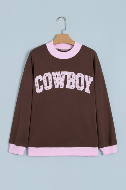Grapefruit Orange Polka Dot Letter Graphic Colorblock Tunic Sweatshirt