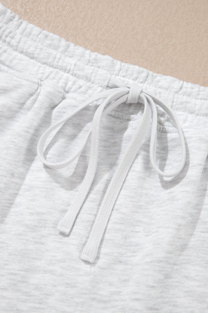 Light Grey Long Sleeve Zip-Up Top Elastic Waist Skort Set