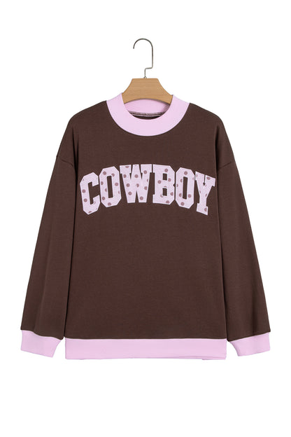 Grapefruit Orange Polka Dot Letter Graphic Colorblock Tunic Sweatshirt